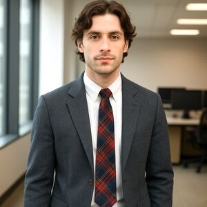 American Eagle Tartan Plaid Tie Men's Flannel Feel Preppy Academia Vintage Style